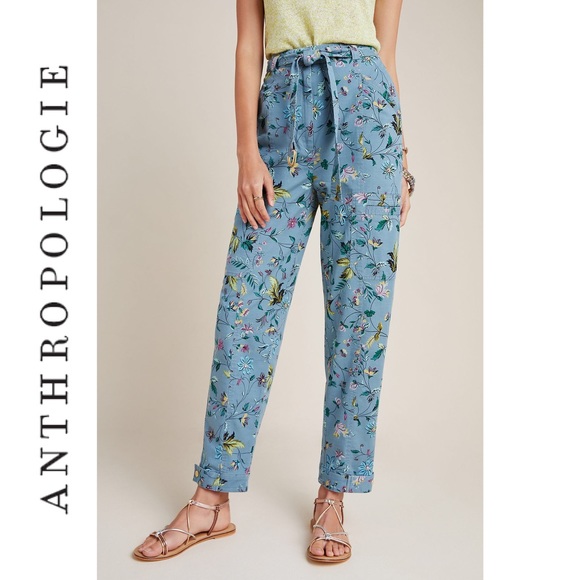 Anthropologie Victoria Floral Cargo Paperbag Pants - Size 0 NEW